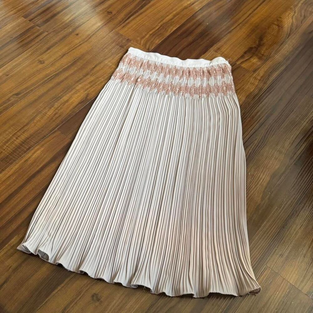 Vintage Glances by Sue Wong Pleated Midi Skirt Smocked Waist Mauve 70s 80s 5/6